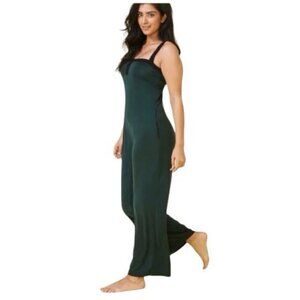 Summersalt The 24 Hour Jumpsuuit Sz S Forest Green Black Trim Vegan Silk $98‎
